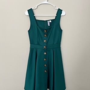 Teal Sleeveless Mini Dress with Button Detail